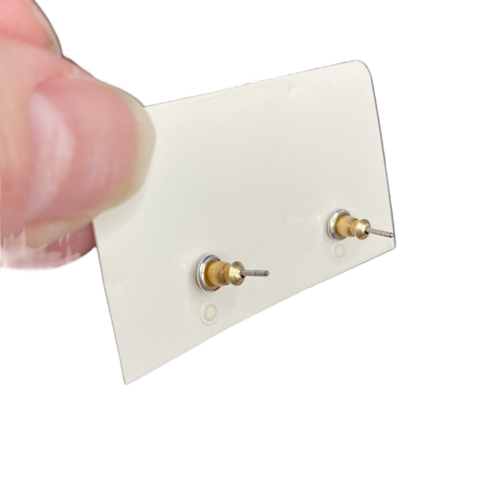 Sparkly Red and Rose Gold Tone Dangly Stud Earrings - Picture 6 of 10